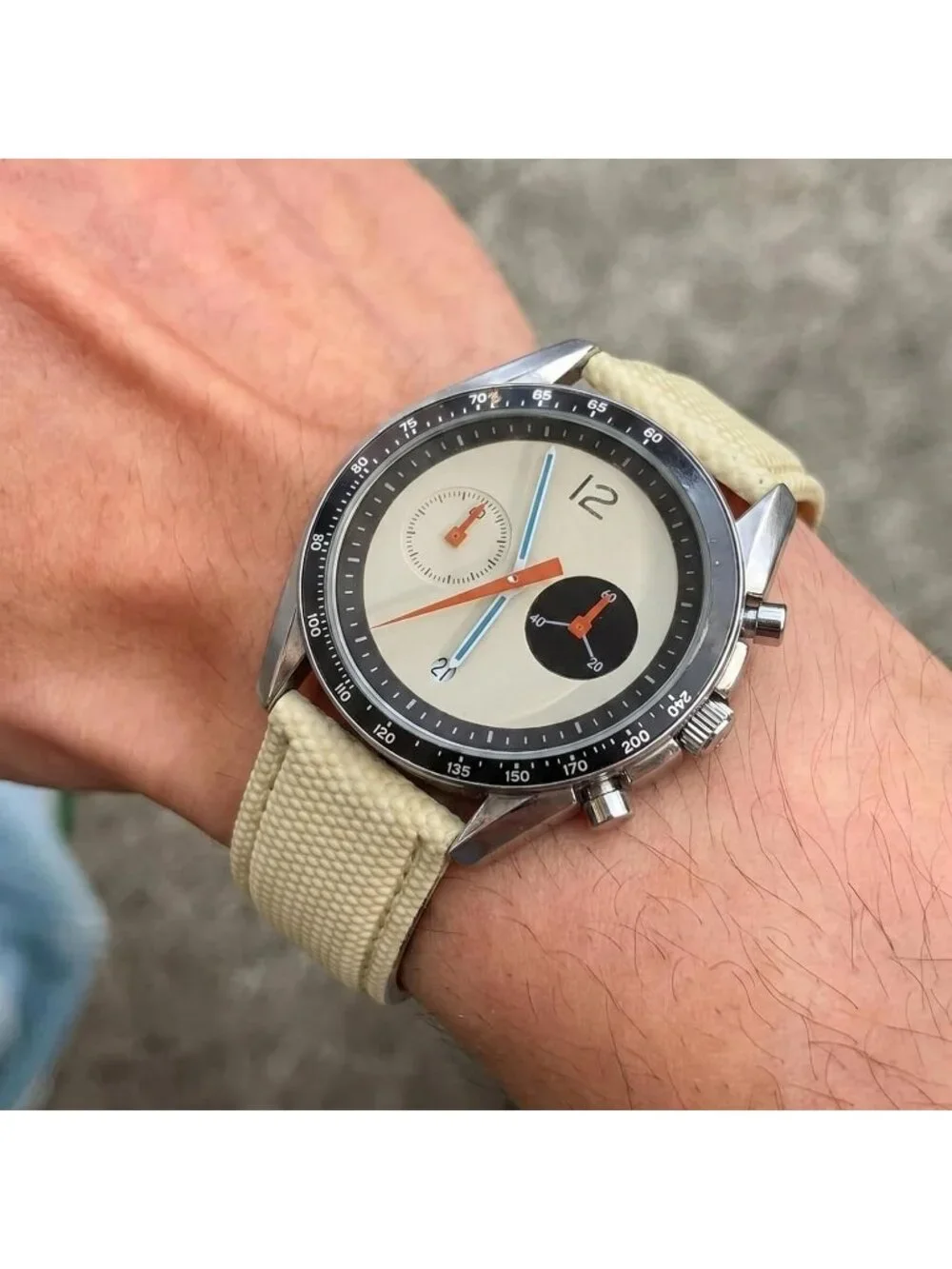 Men's White Chronograph Classics Waterproof Sport Casual Business Wrist Watch